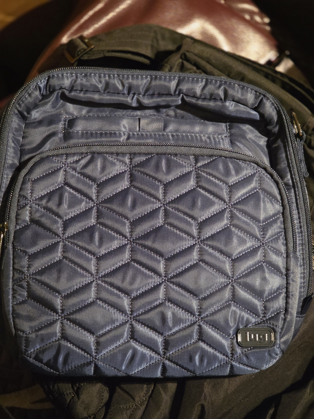 lug Quilted Navy Blue Crossbody Bag